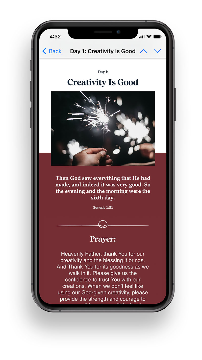 7 Day Creation Email Series iphone mockup | Dawn Mann Sanders | Christian Author and Motivational Speaker | Biblical Relationship Advice